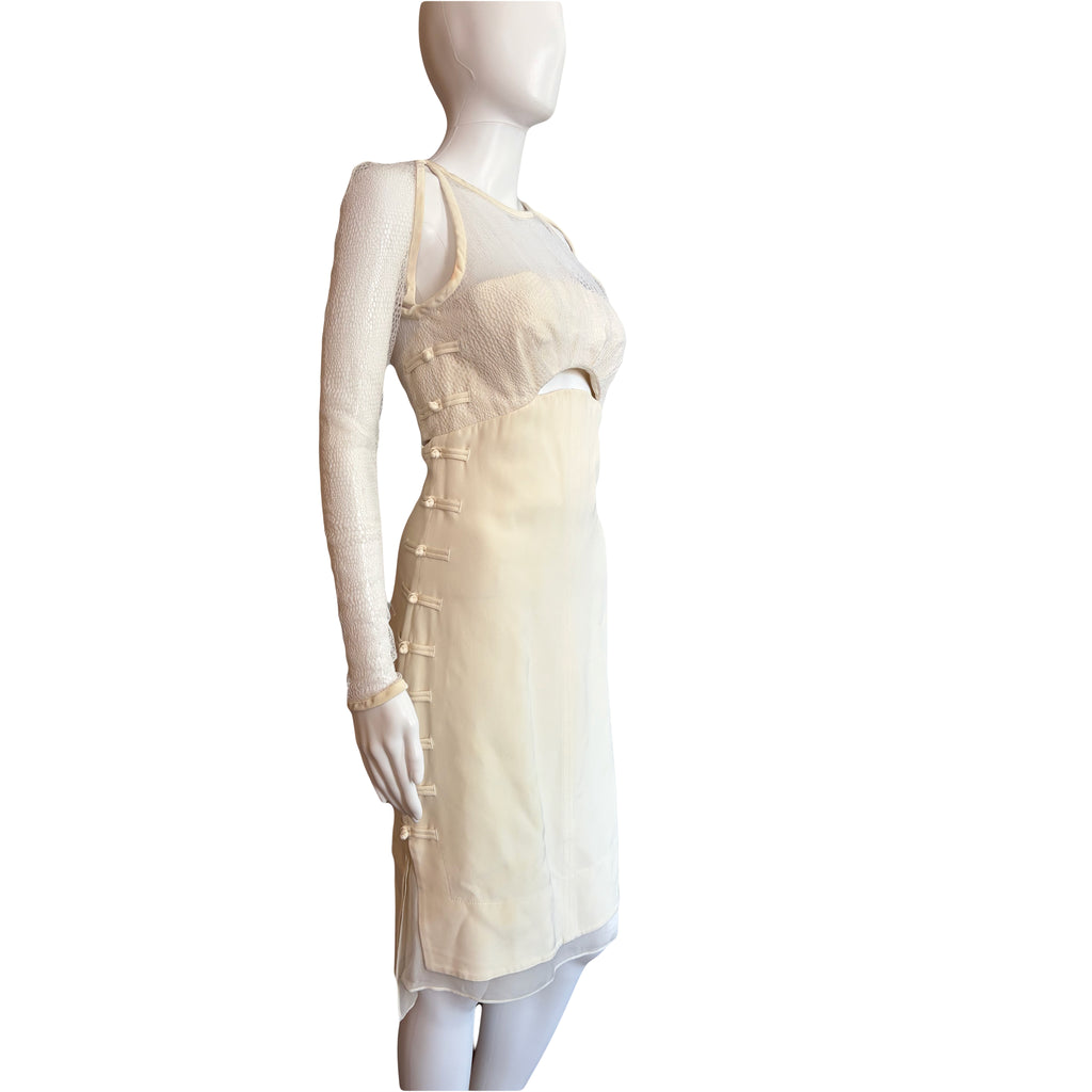 Emilio Pucci Ivory Silk Lace Corset Dress Spring/Summer 2013 Lace Long Sleeves 8uk