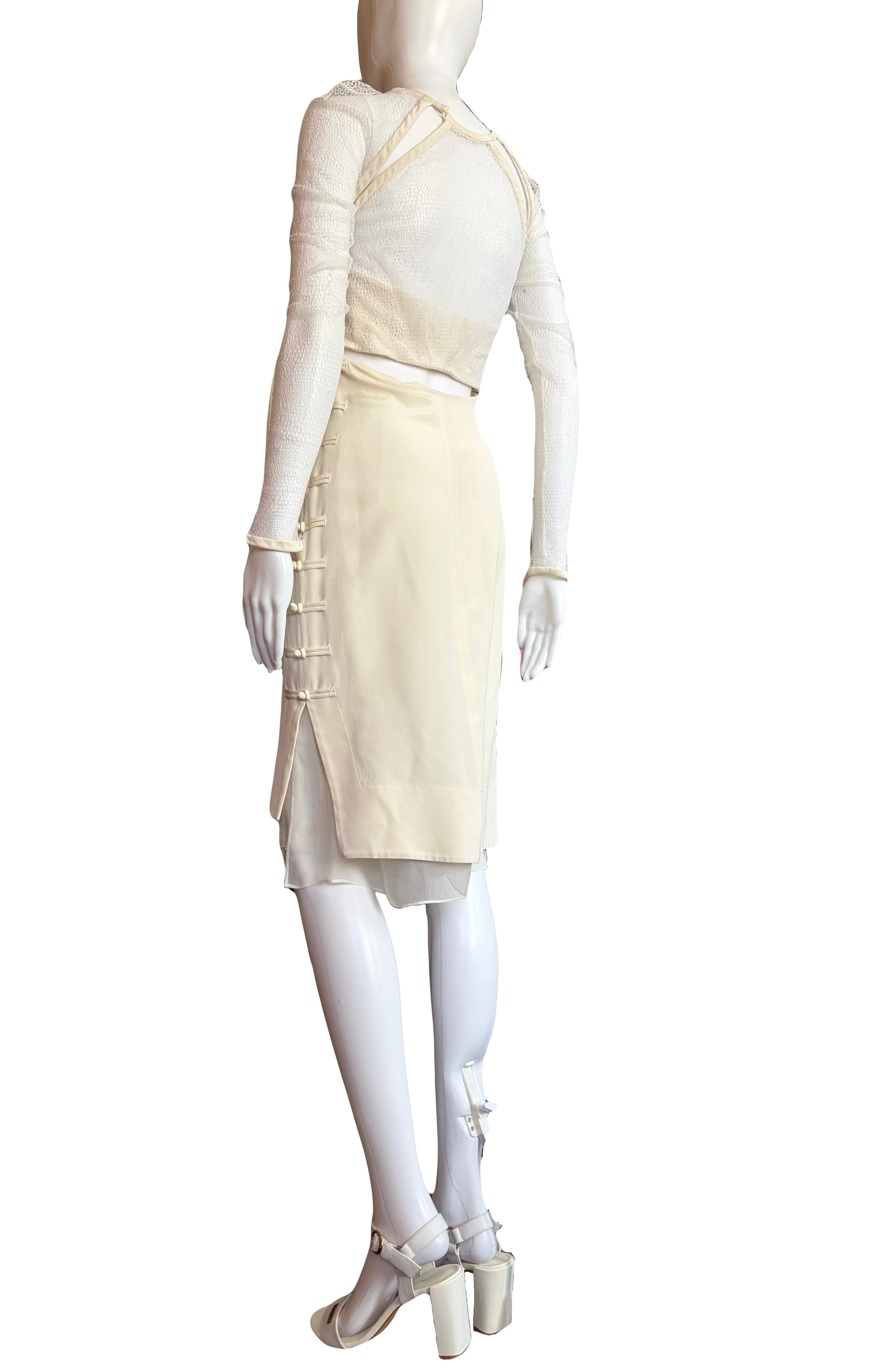 Emilio Pucci Ivory Silk Lace Corset Dress Spring/Summer 2013 Lace Long Sleeves 8uk