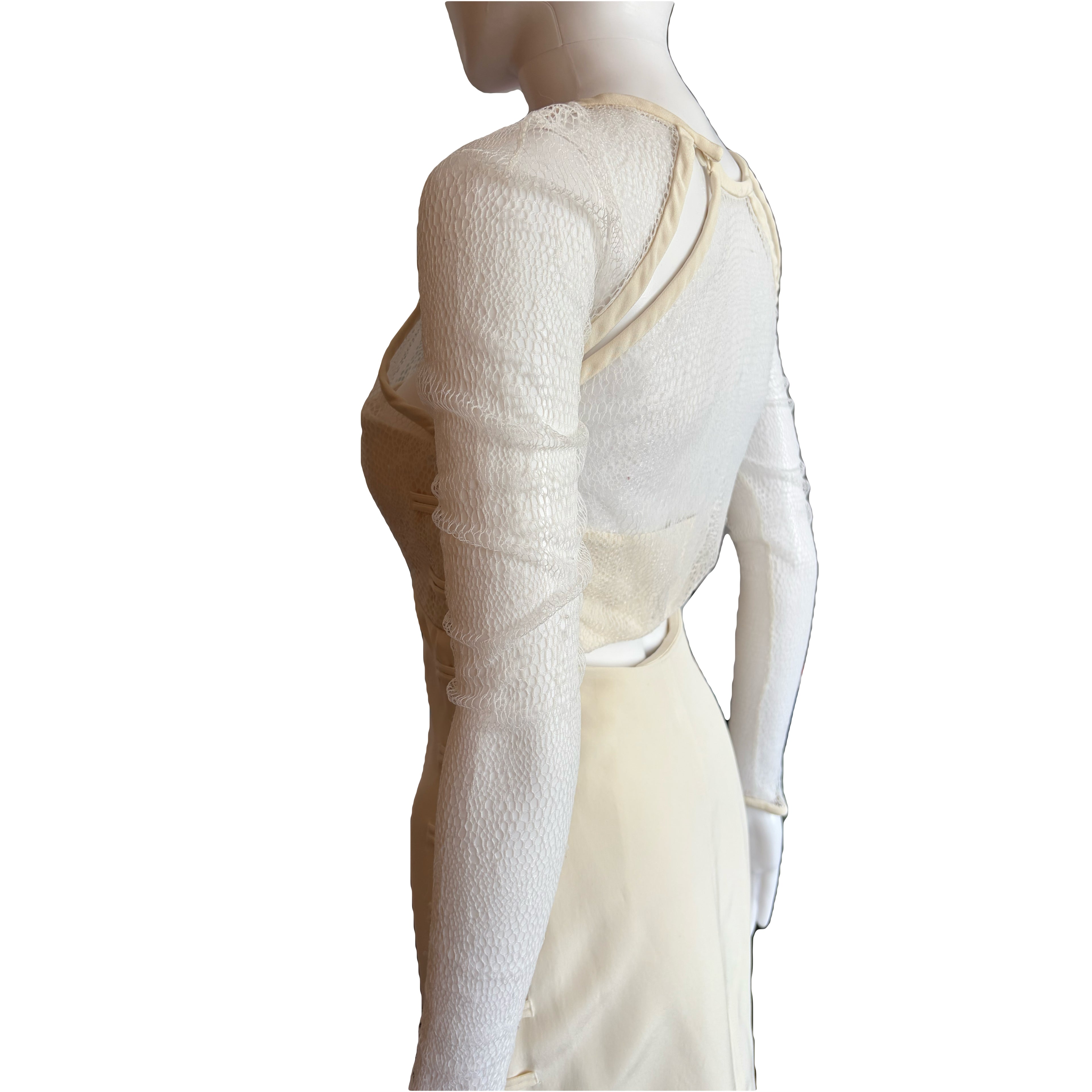 Emilio Pucci Ivory Silk Lace Corset Dress Spring/Summer 2013 Lace Long Sleeves 8uk