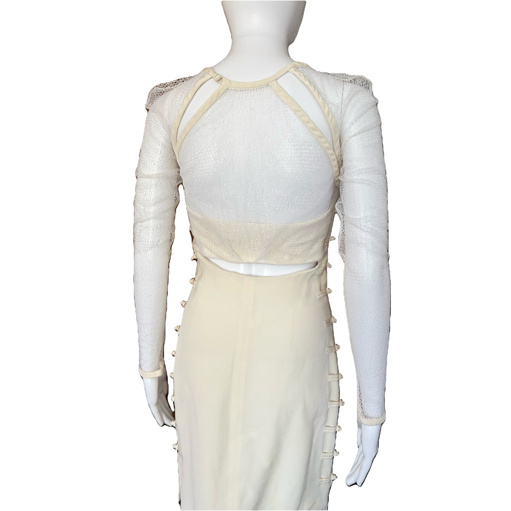 Emilio Pucci Ivory Silk Lace Corset Dress Spring/Summer 2013 Lace Long Sleeves 8uk