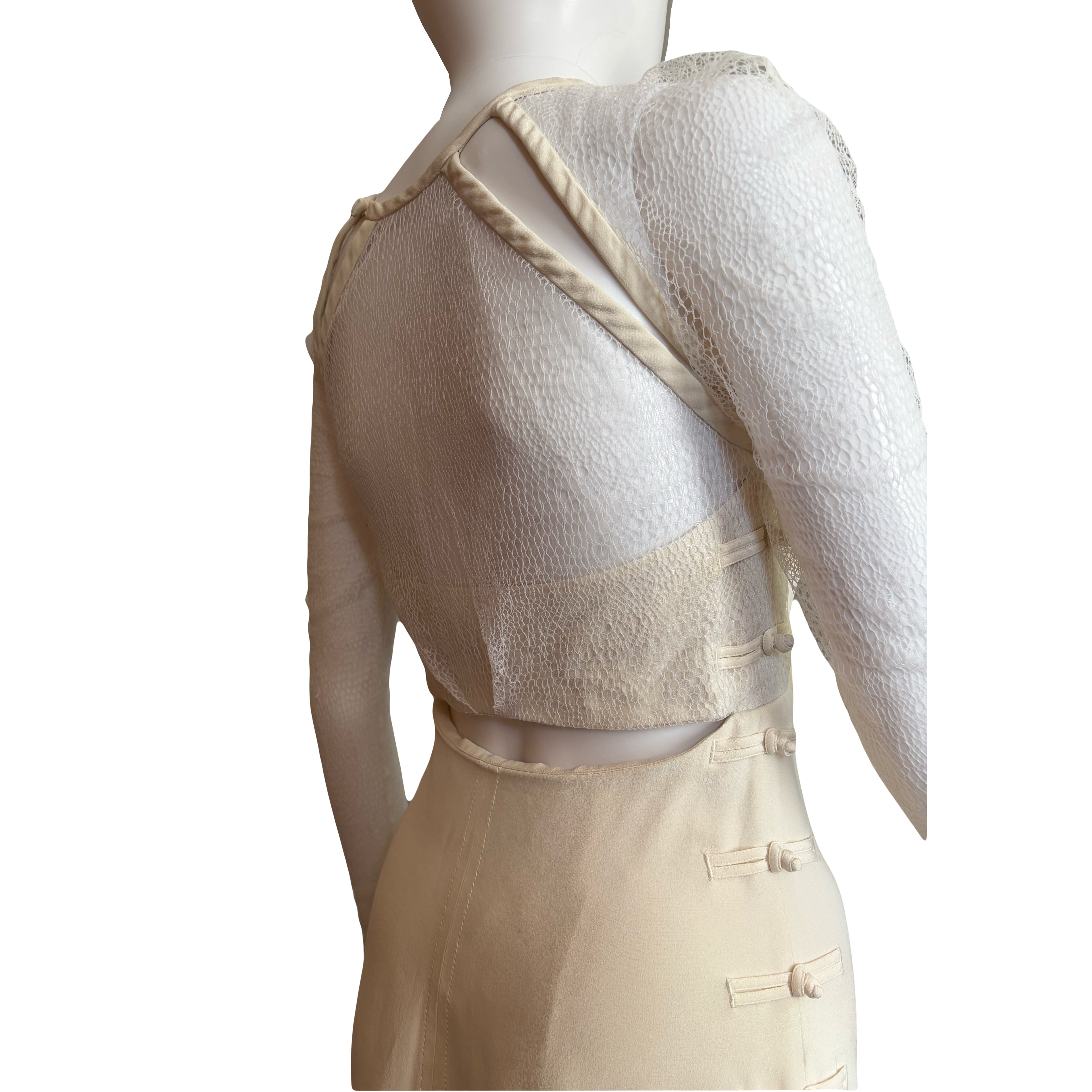 Emilio Pucci Ivory Silk Lace Corset Dress Spring/Summer 2013 Lace Long Sleeves 8uk