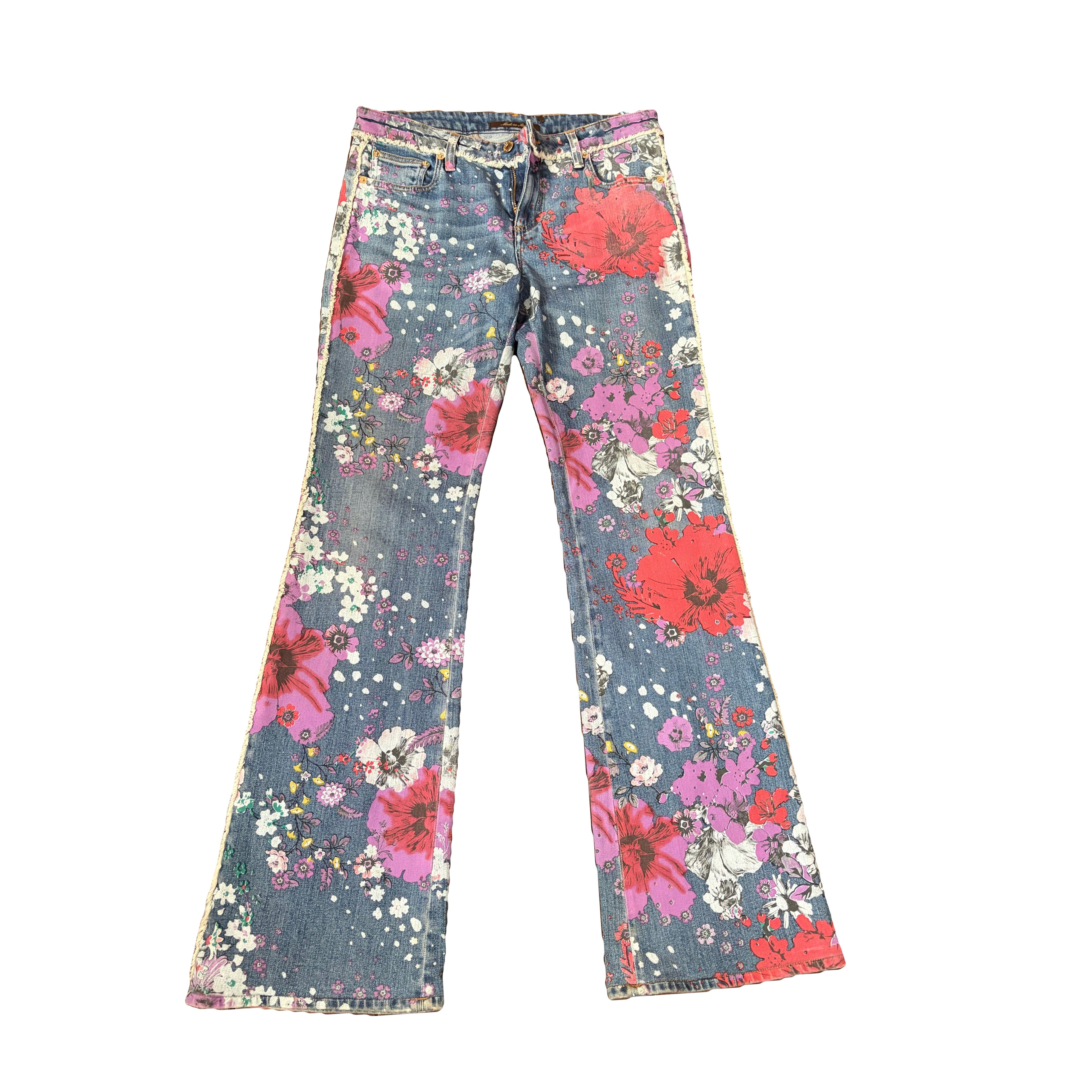 Roberto Cavalli Floral Flared Jeans 46IT Vintage