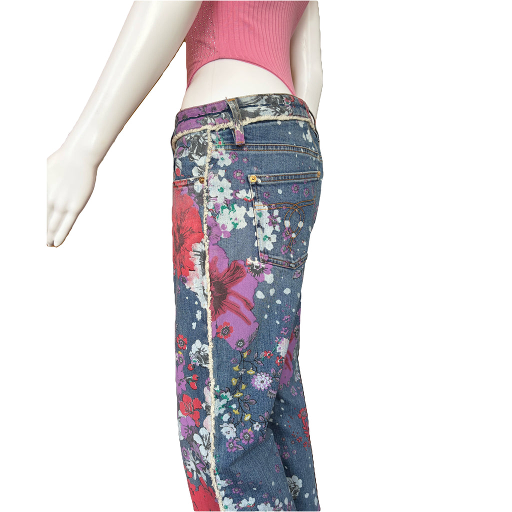 Roberto Cavalli Floral Flared Jeans 46IT Vintage