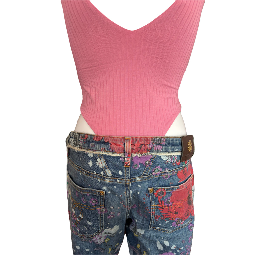 Roberto Cavalli Floral Flared Jeans 46IT Vintage