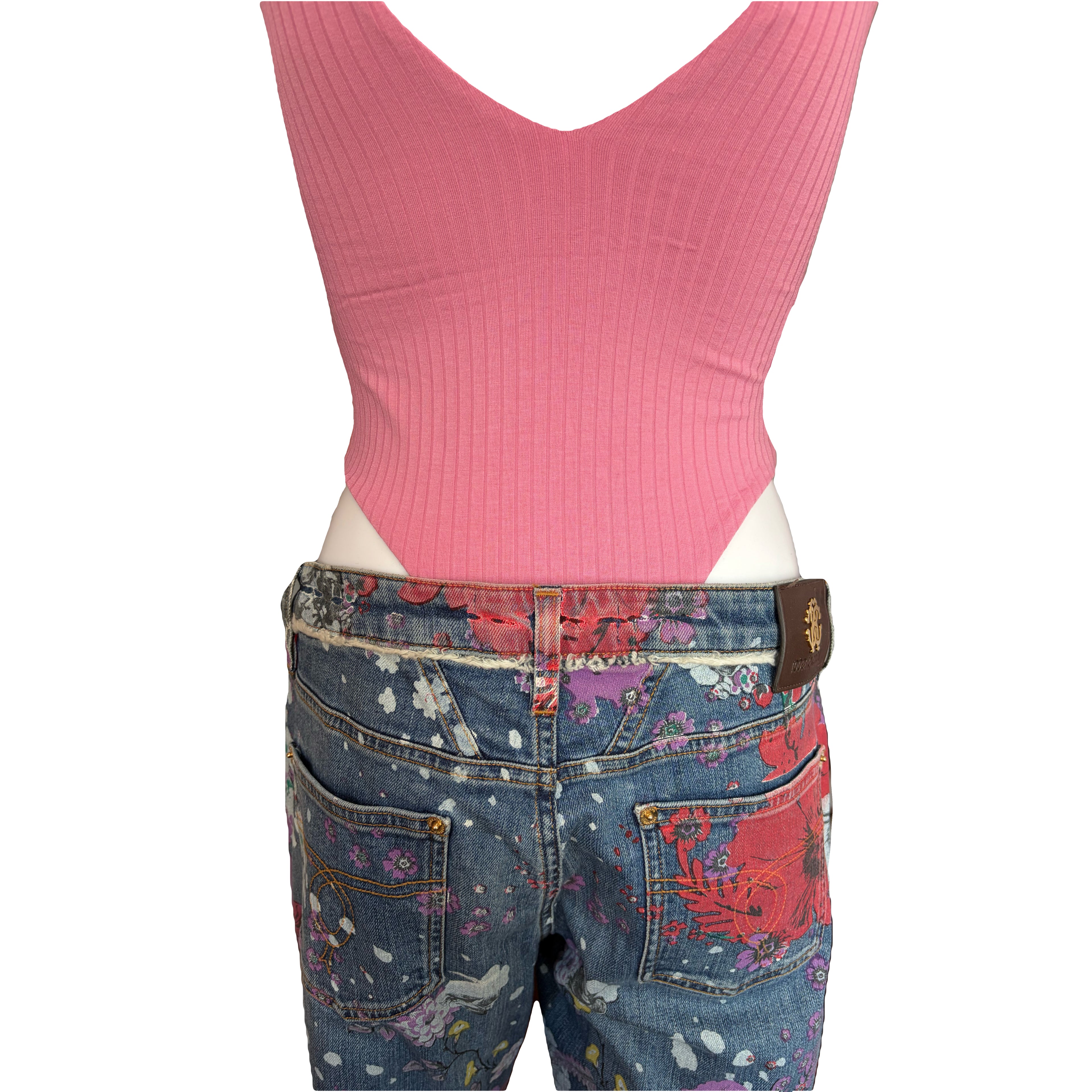 Roberto Cavalli Floral Flared Jeans 46IT Vintage