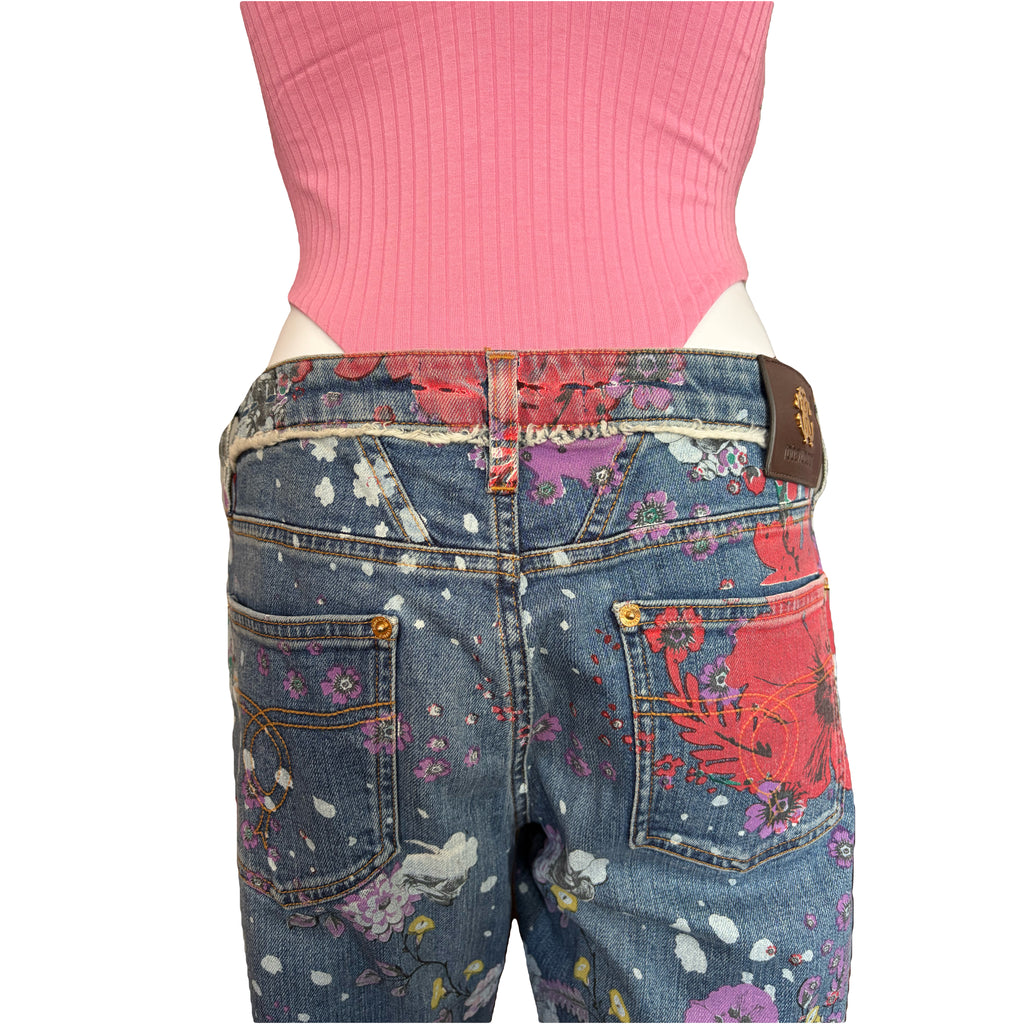 Roberto Cavalli Floral Flared Jeans 46IT Vintage