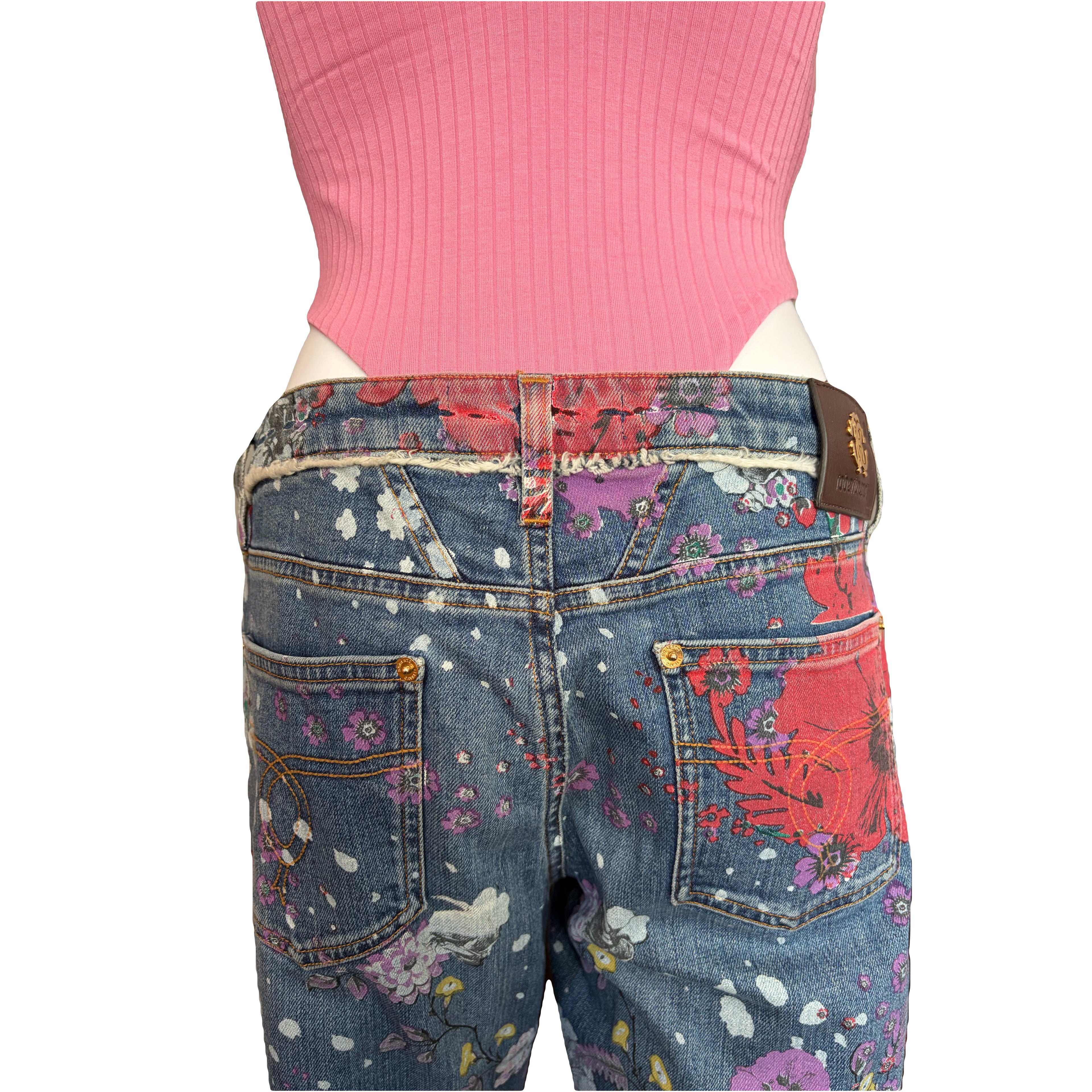 Roberto Cavalli Floral Flared Jeans 46IT Vintage