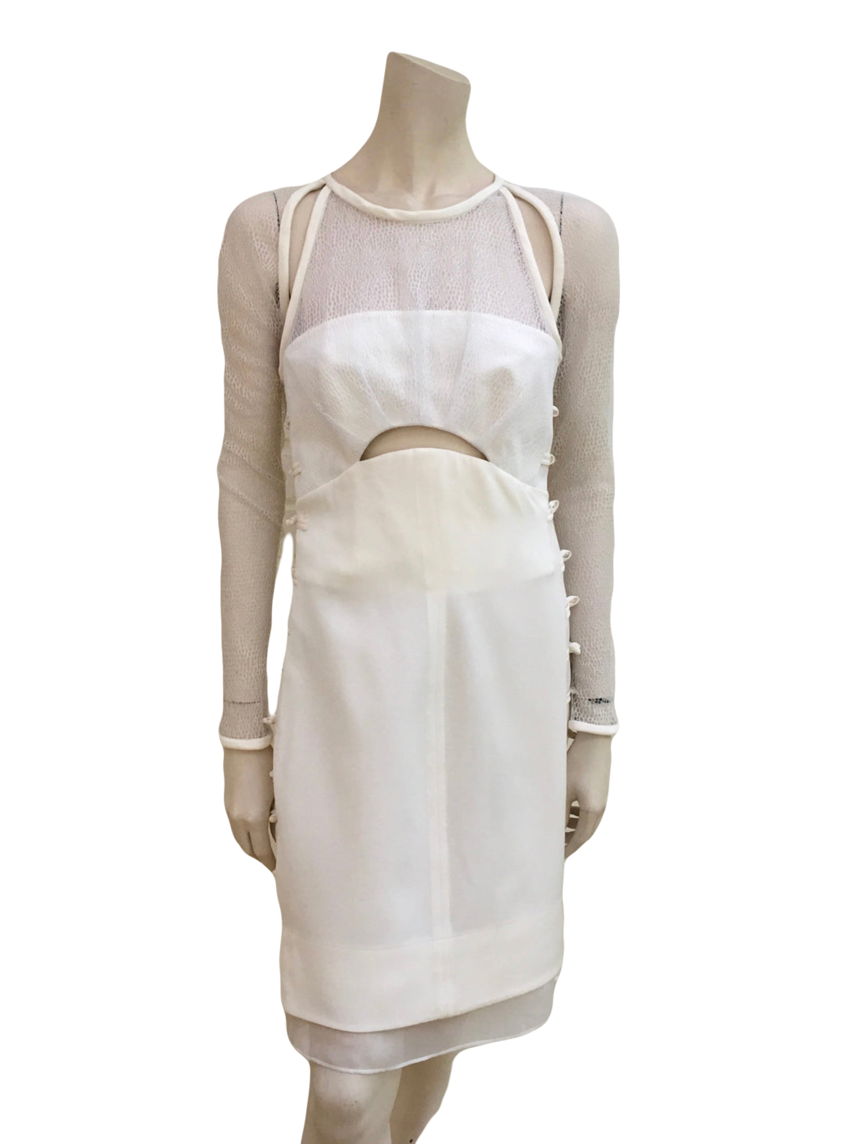 Emilio Pucci Ivory Silk Lace Corset Dress Spring/Summer 2013 Lace Long Sleeves 8uk