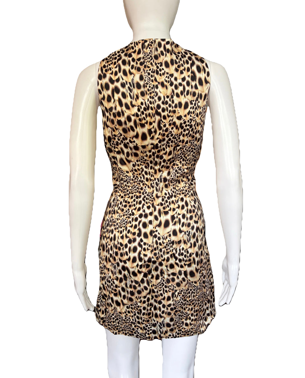 Roberto Cavalli 2000s Leo Print Ruched Silk Mini Dress Front Zip 42IT