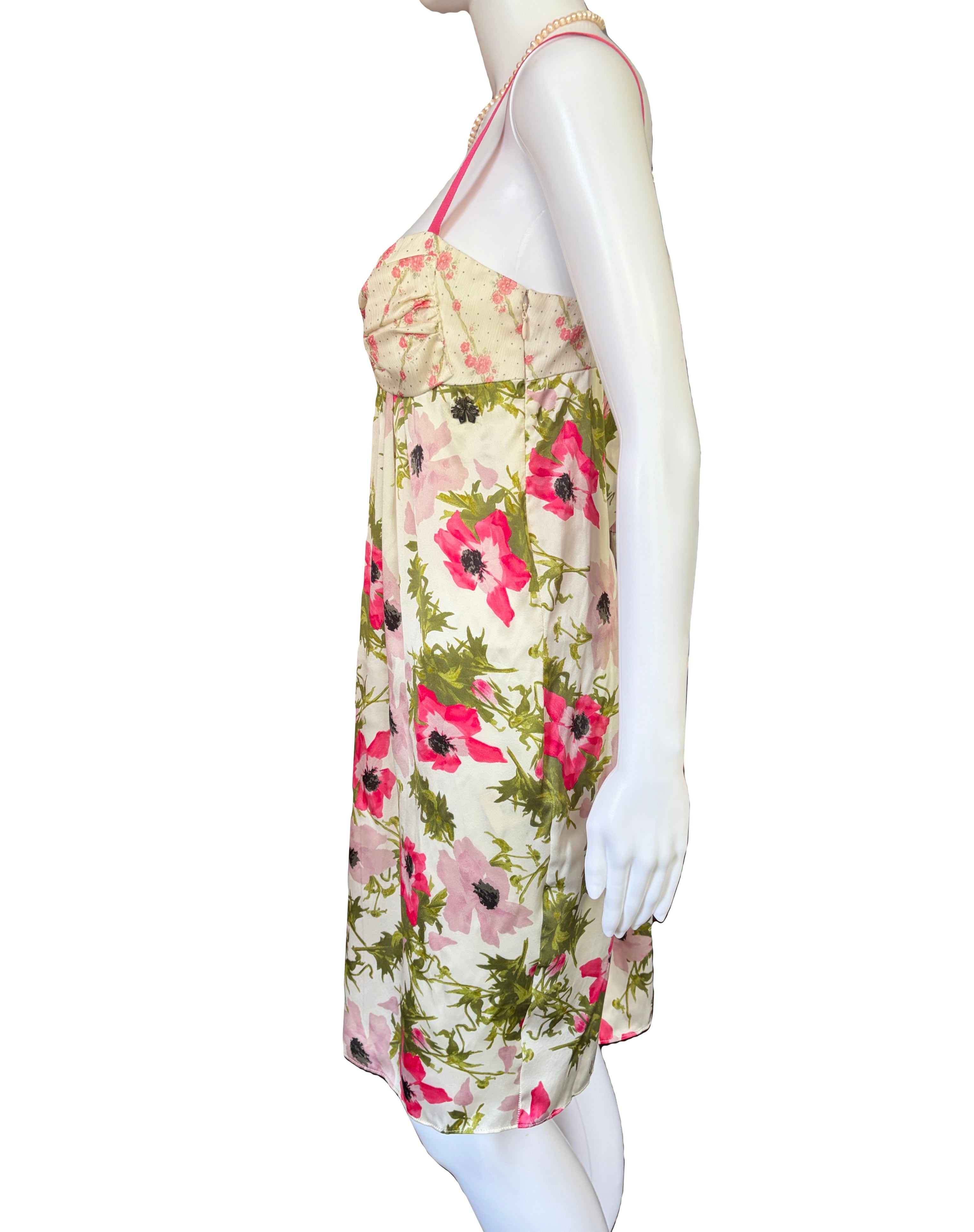 John Galliano 2000s Floral Midi Dress 100% Silk 40IT