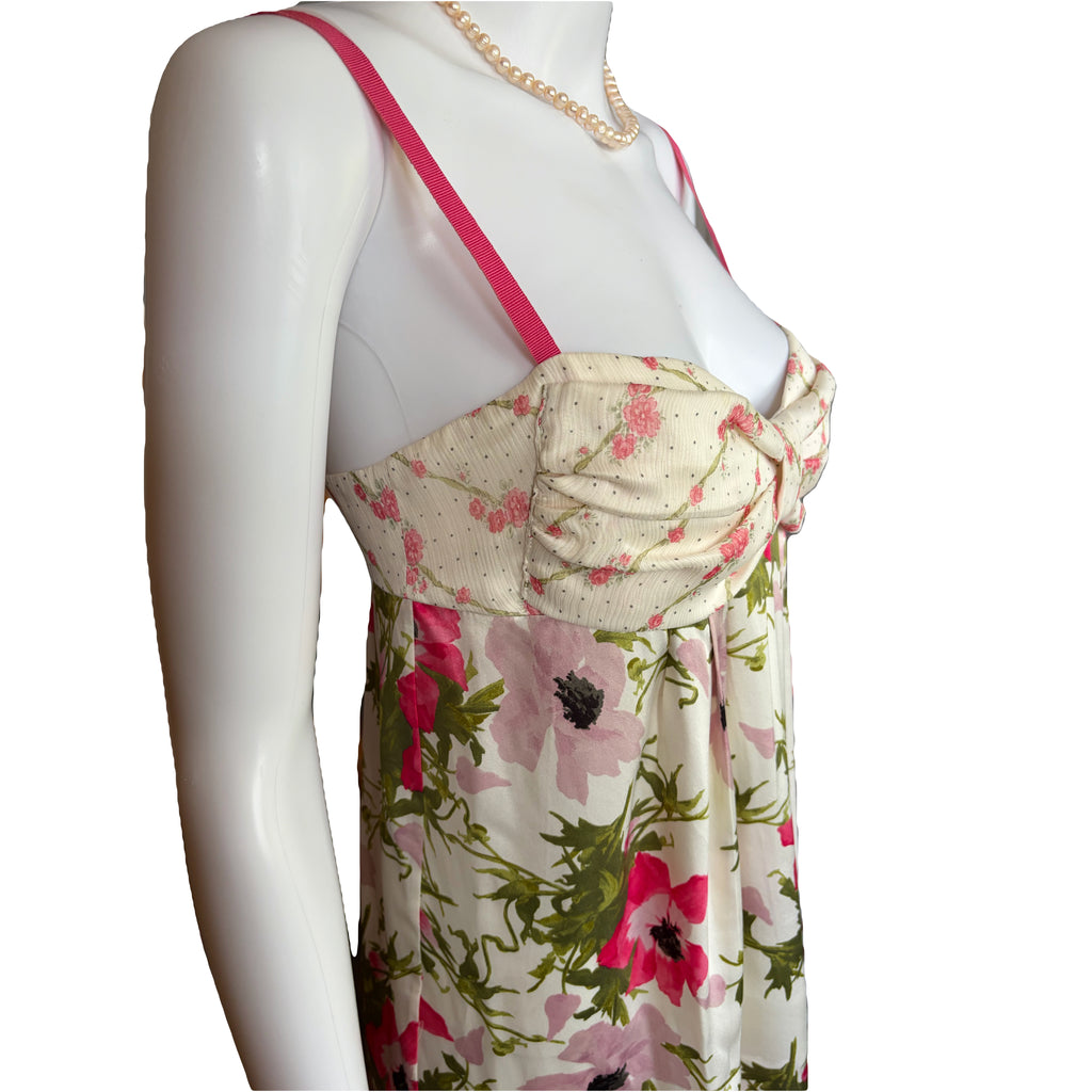 John Galliano 2000s Floral Midi Dress 100% Silk 40IT