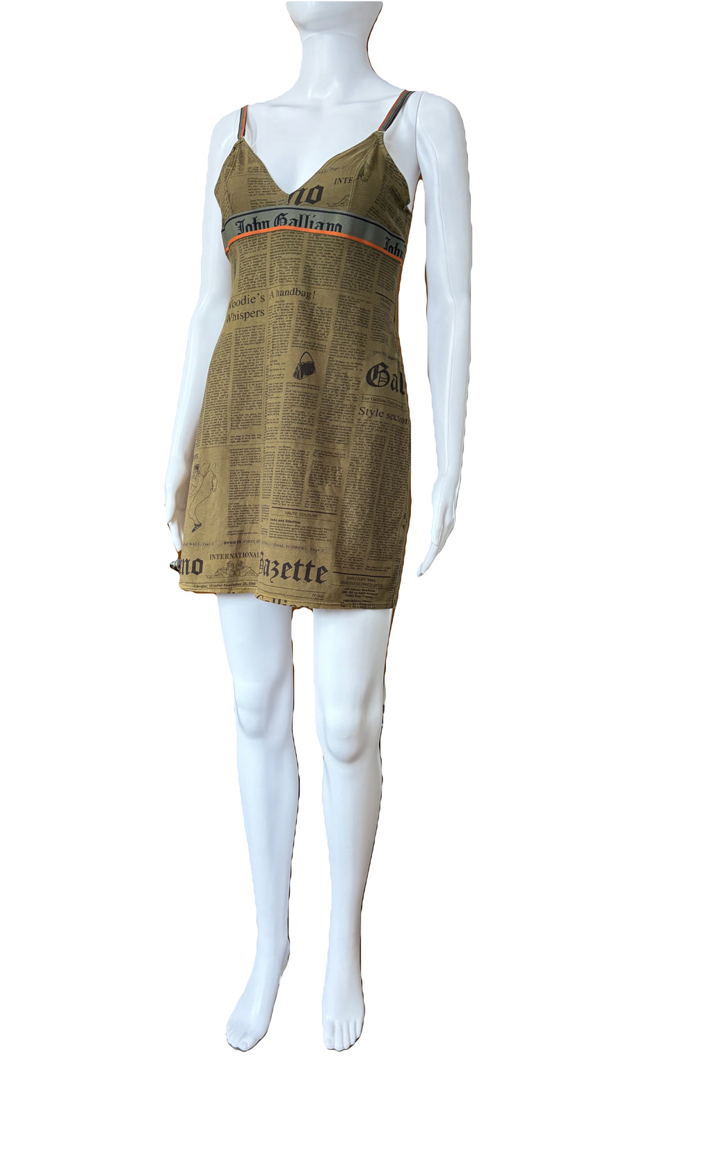 John Galliano 2000s Vintage Newspaper Gazette Print Mini Dress S