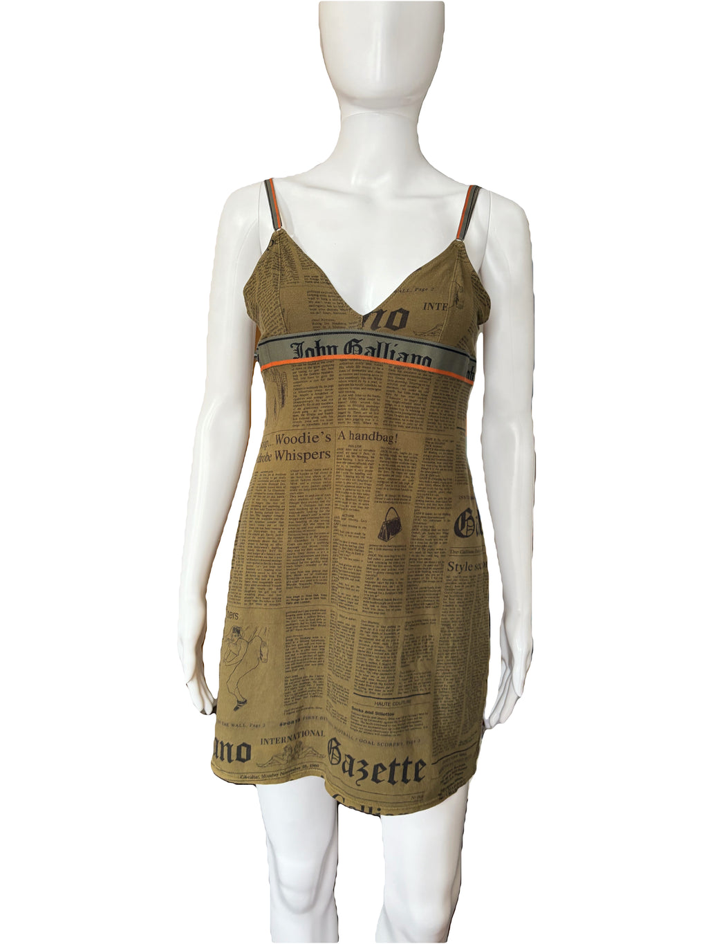John Galliano 2000s Vintage Newspaper Gazette Print Mini Dress S