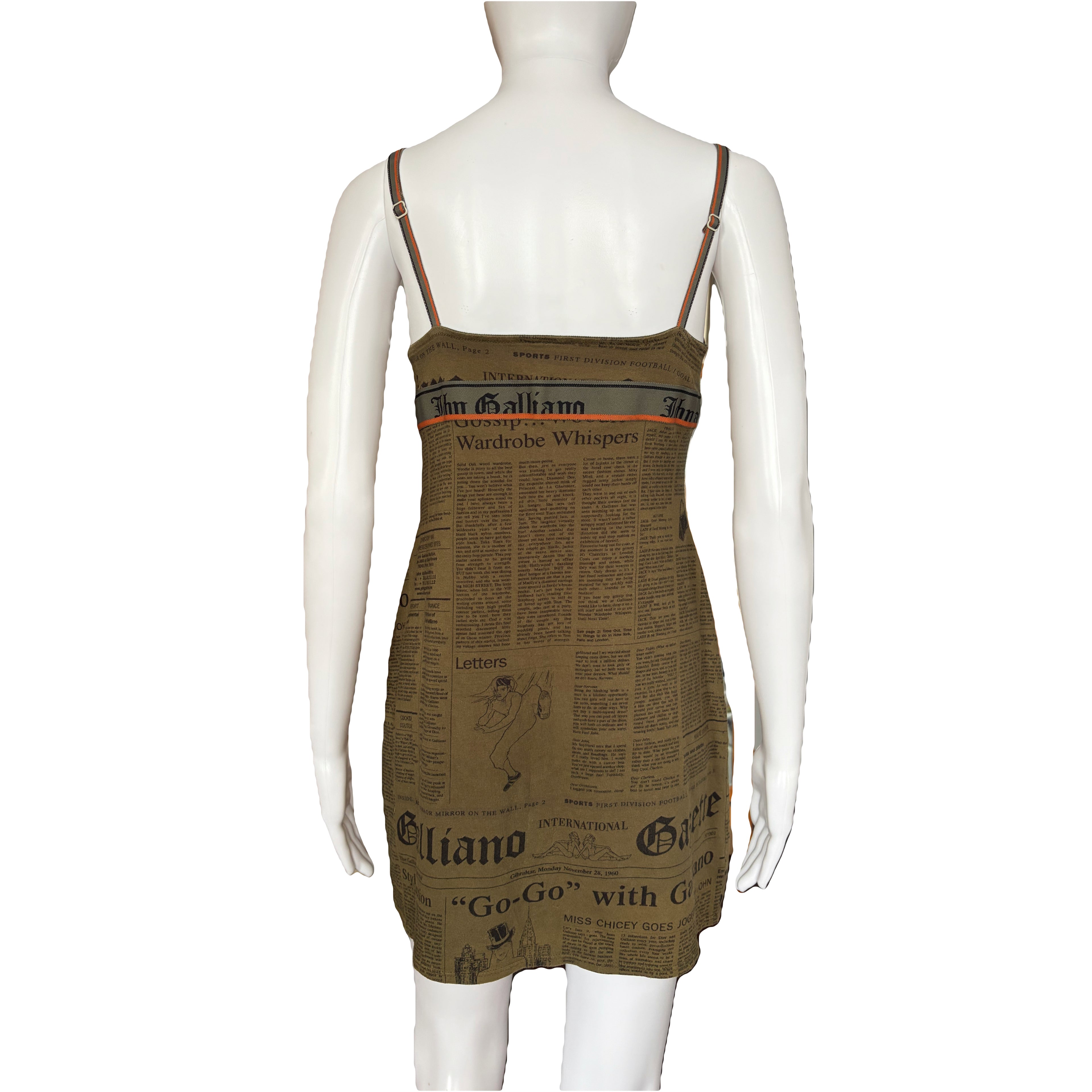 John Galliano 2000s Vintage Newspaper Gazette Print Mini Dress S