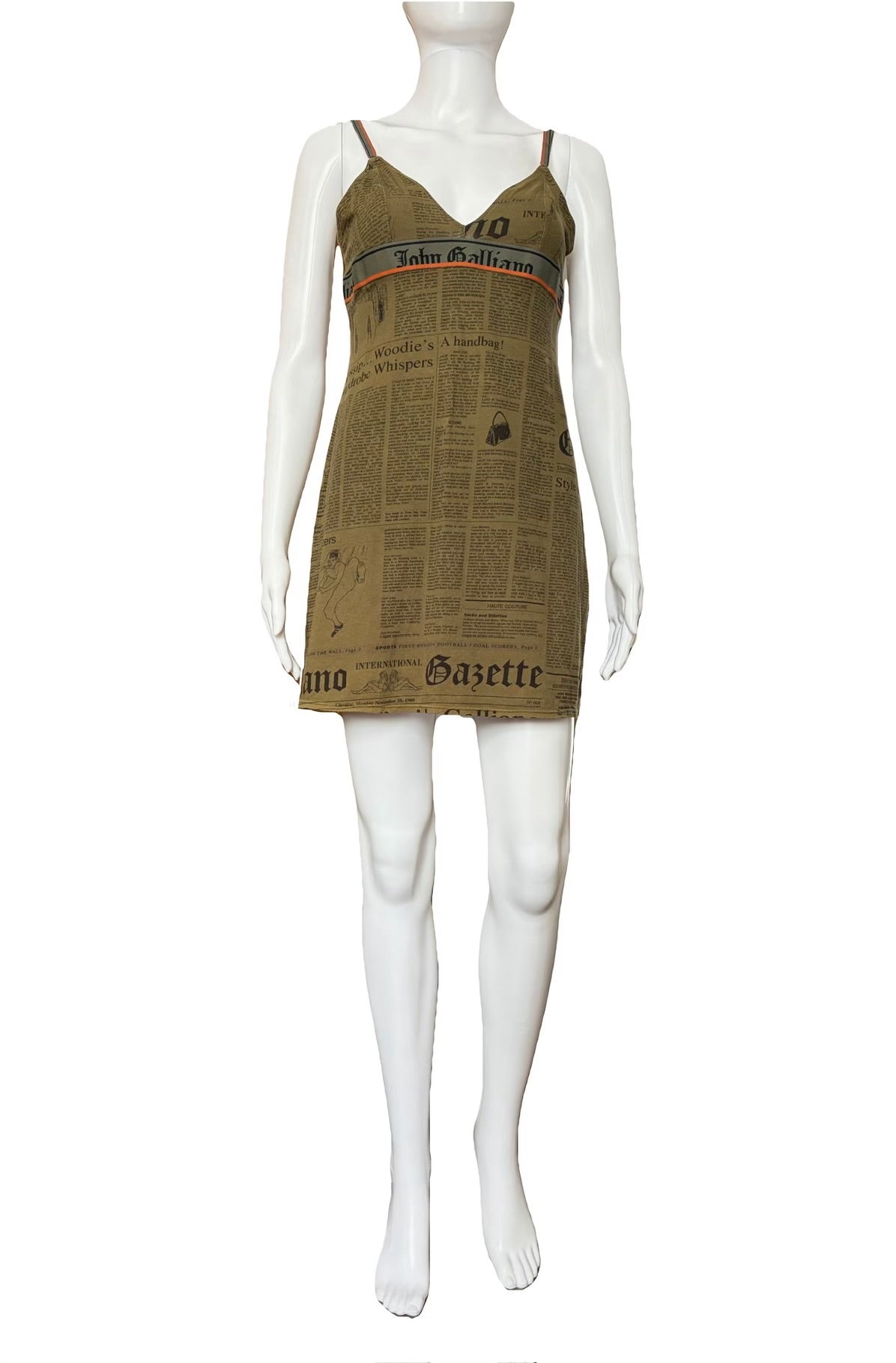 John Galliano 2000s Vintage Newspaper Gazette Print Mini Dress S
