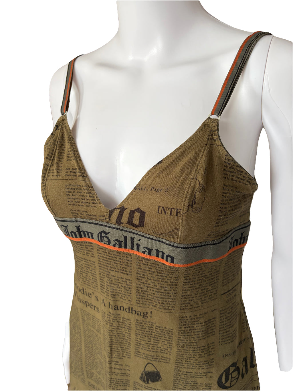 John Galliano 2000s Vintage Newspaper Gazette Print Mini Dress S