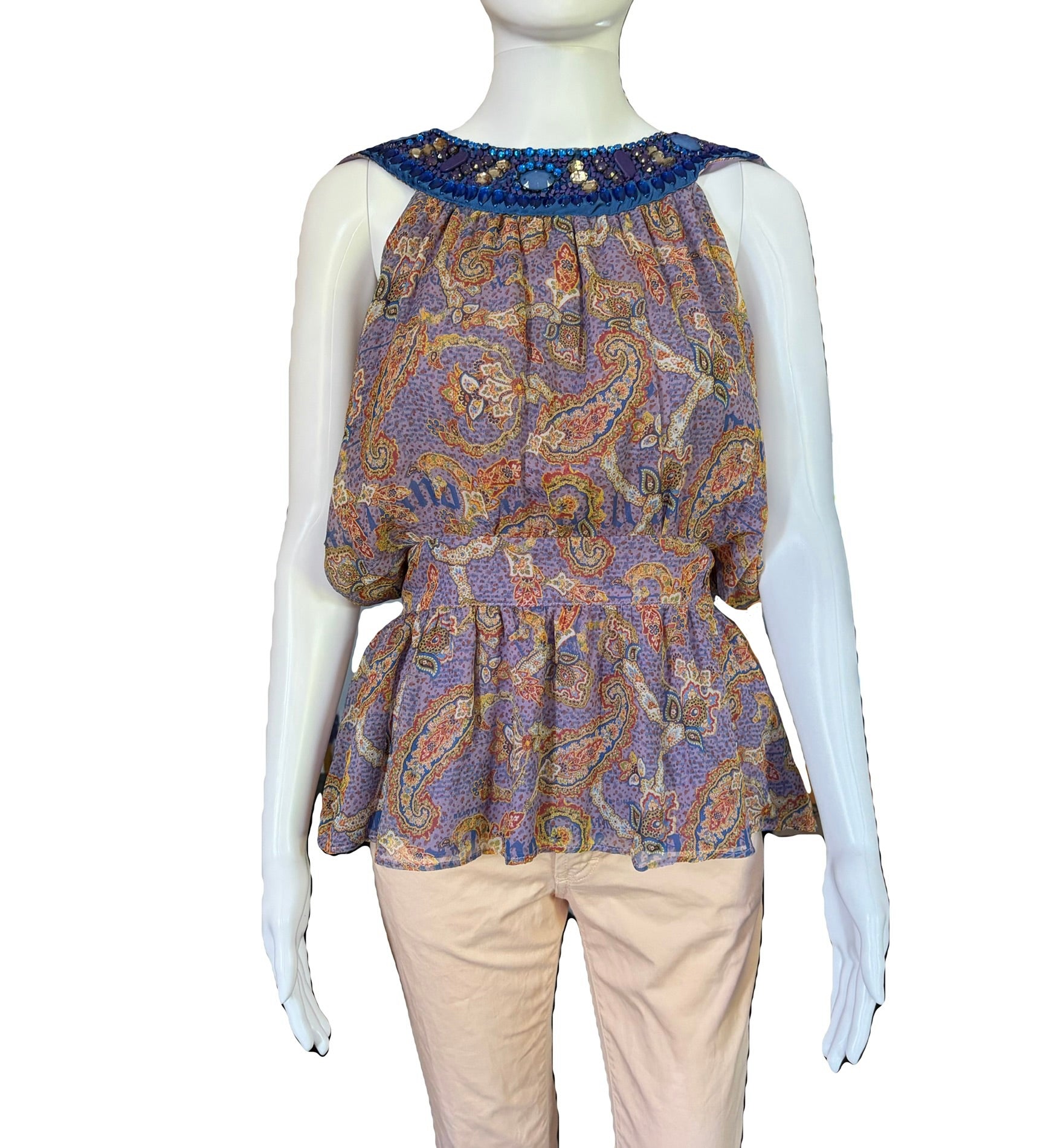 John Galliano 2000 Vintage Paisley Top Embellished Sequins.