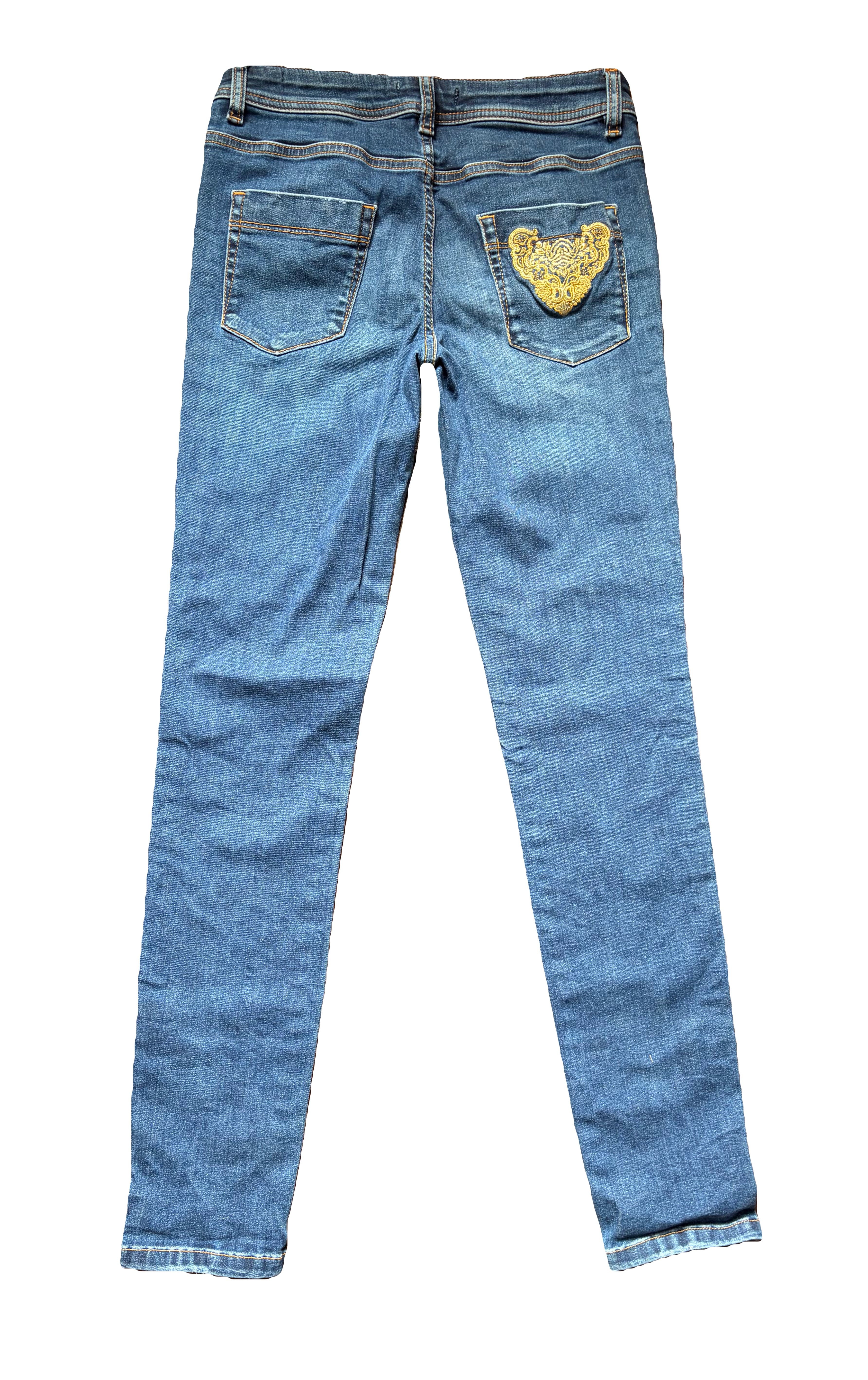 Just Cavalli Low Rise Blue Skinny Jeans 29 Gold Embroidery