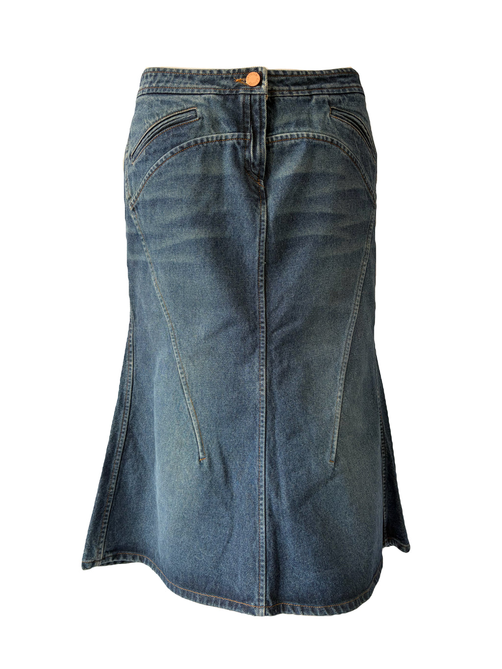 Roberto Cavalli 2000s Vintage Denim Skirt Mid Length Size M