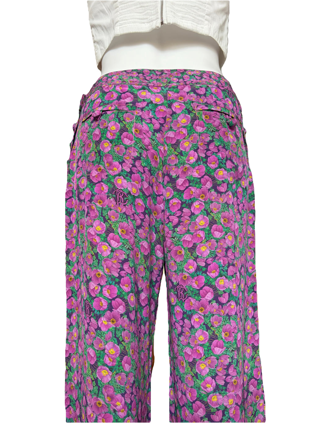 Roberto Cavalli Spring/Summer 2008 Purple Floral Wide Leg Trousers 38IT
