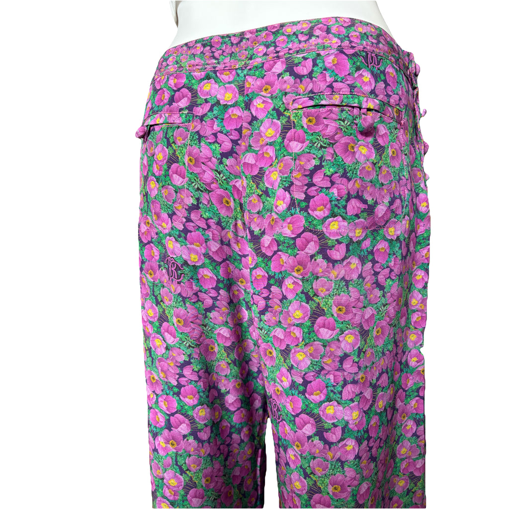 Roberto Cavalli Spring/Summer 2008 Purple Floral Wide Leg Trousers 38IT