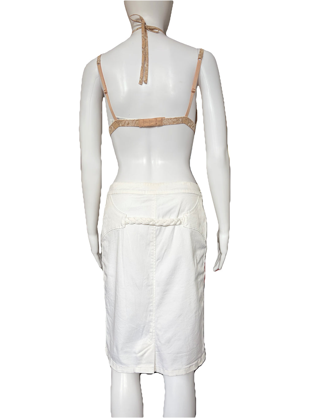 Roberto Cavalli 2000s White Denim Skirt Mid Length 42IT
