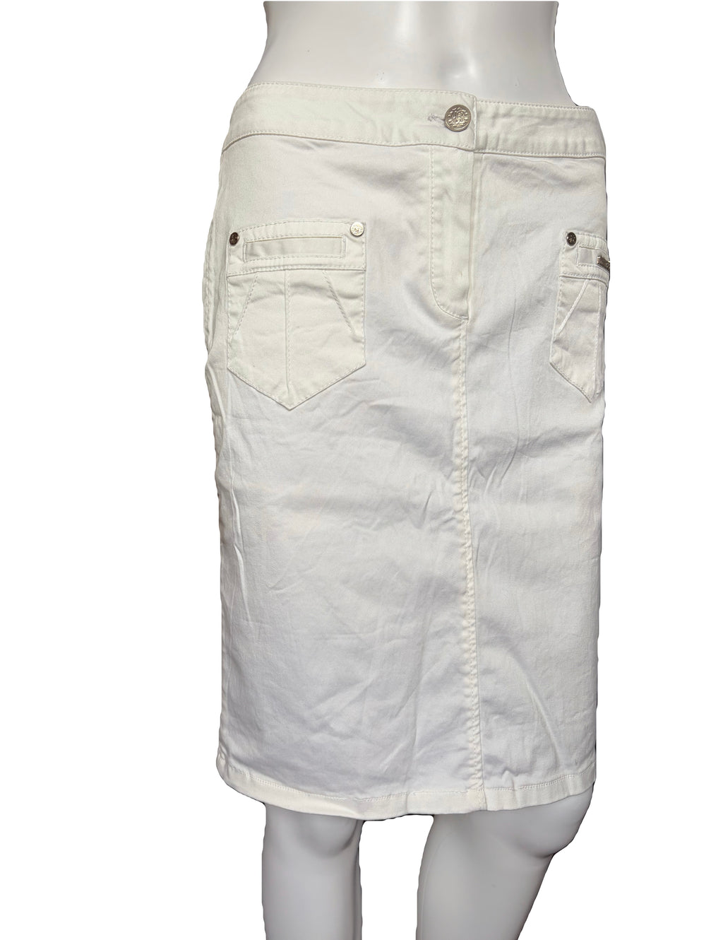 Roberto Cavalli 2000s White Denim Skirt Mid Length 42IT