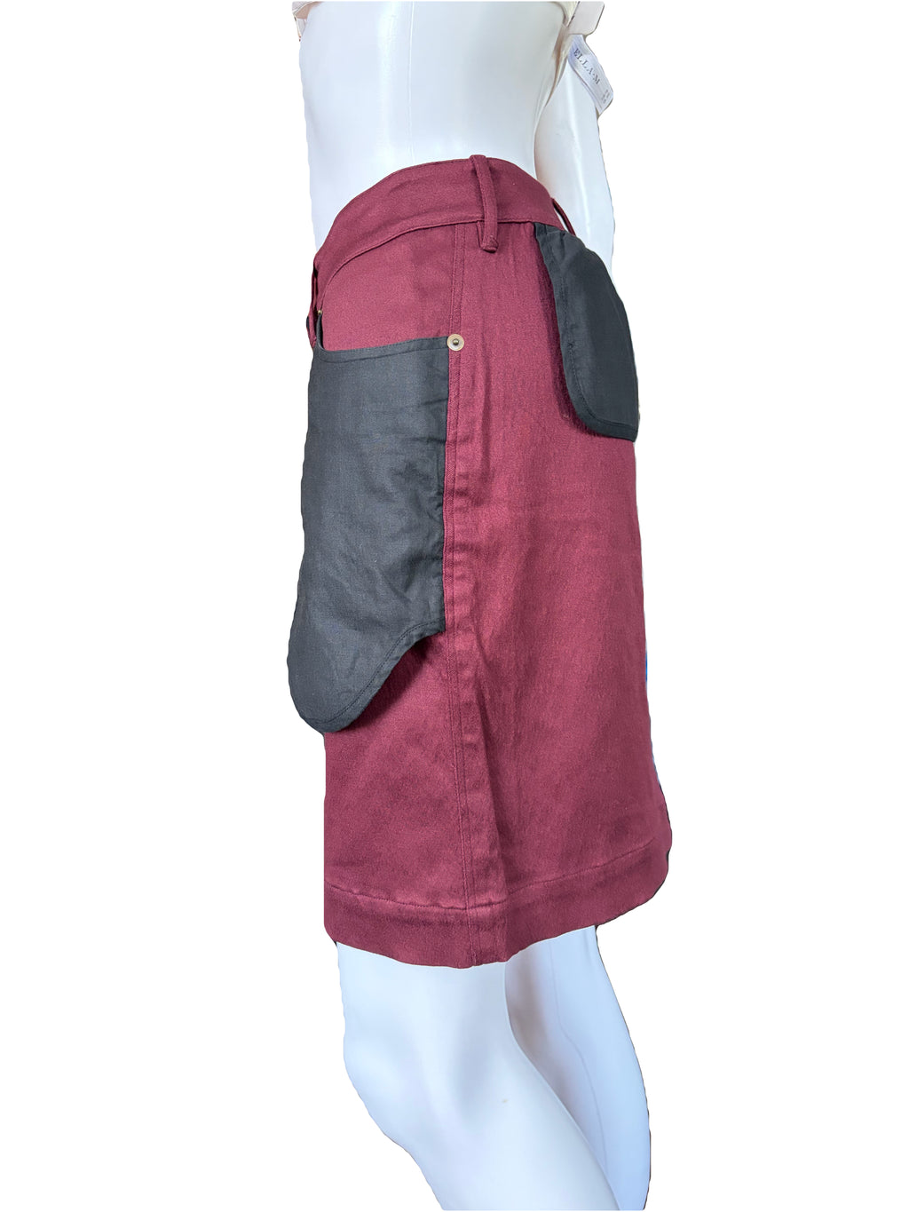 John Galliano Vintage Spring/1991 Burgundy Cargo Mini Skirt Rare.