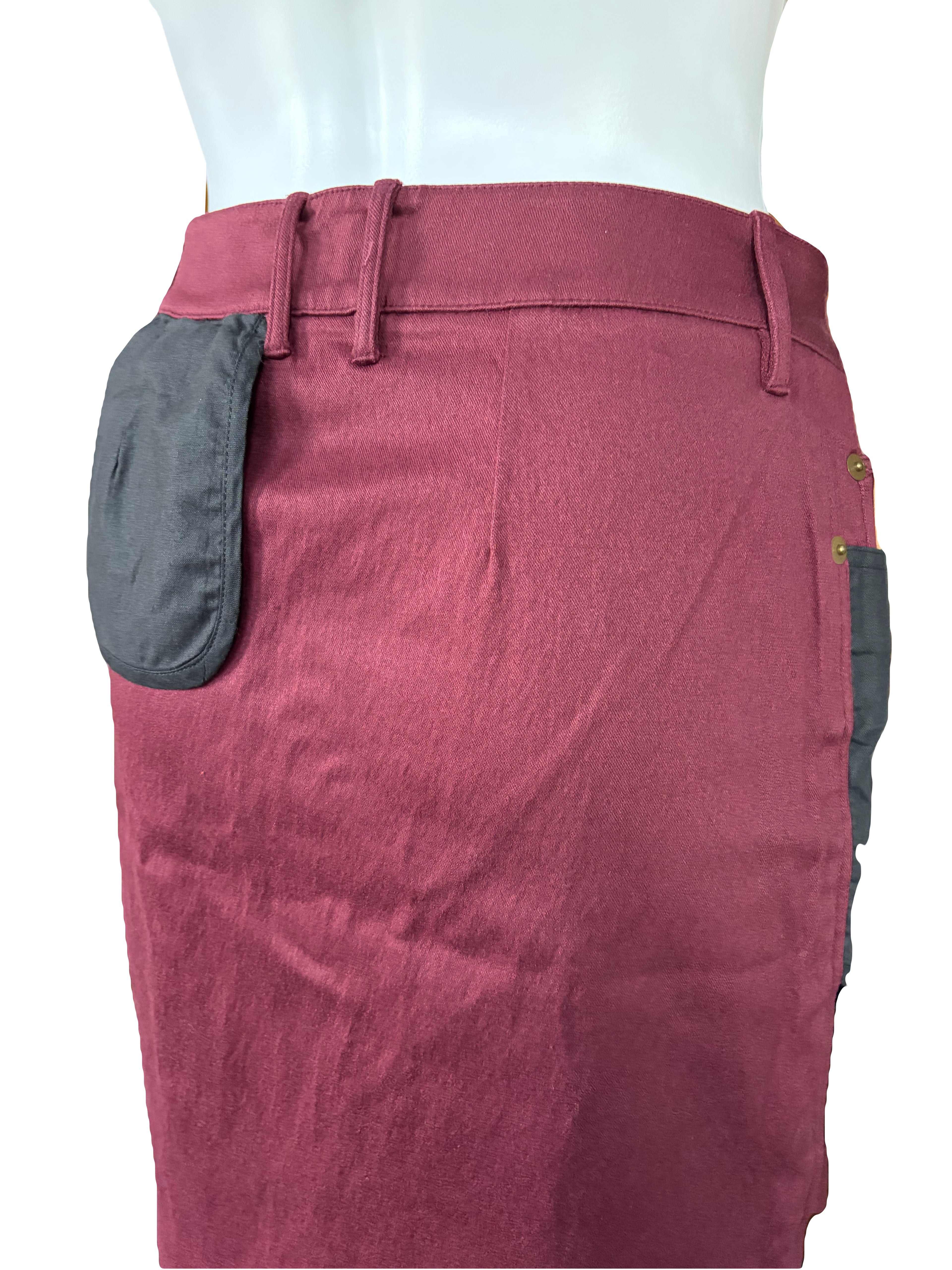 John Galliano Vintage Spring/1991 Burgundy Cargo Mini Skirt Rare.