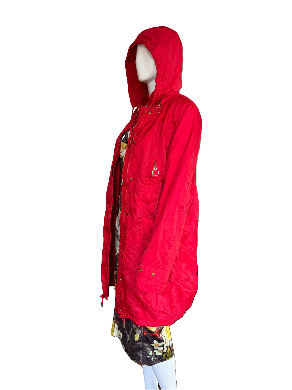 John Galliano 2000s Red Parka Hooded Jacket 42IT  Raincoat