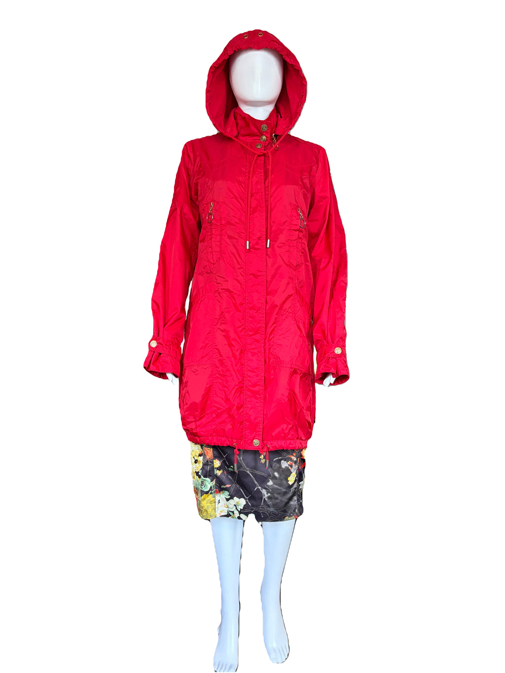 John Galliano 2000s Red Parka Hooded Jacket 42IT  Raincoat