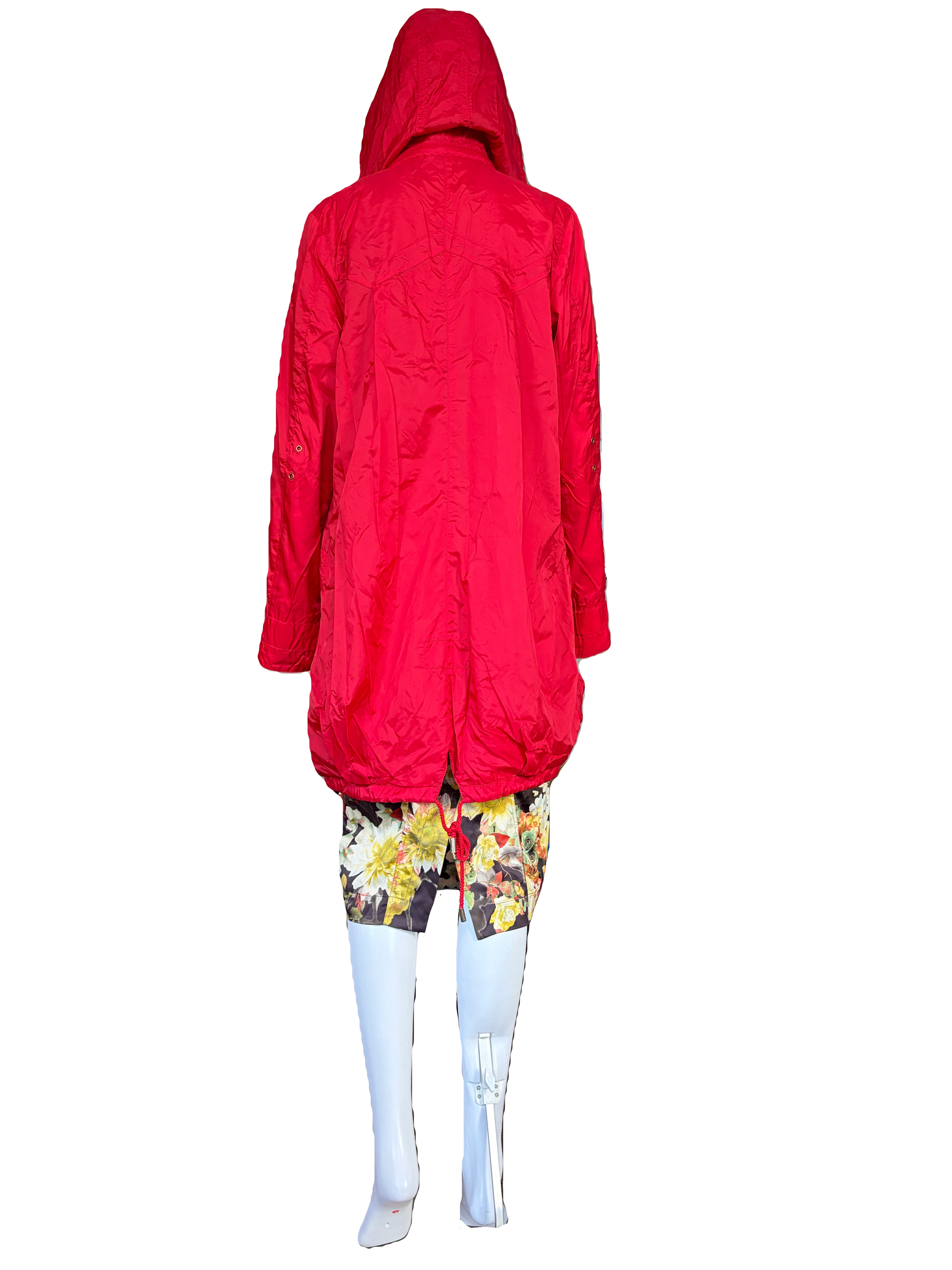 John Galliano 2000s Red Parka Hooded Jacket 42IT  Raincoat