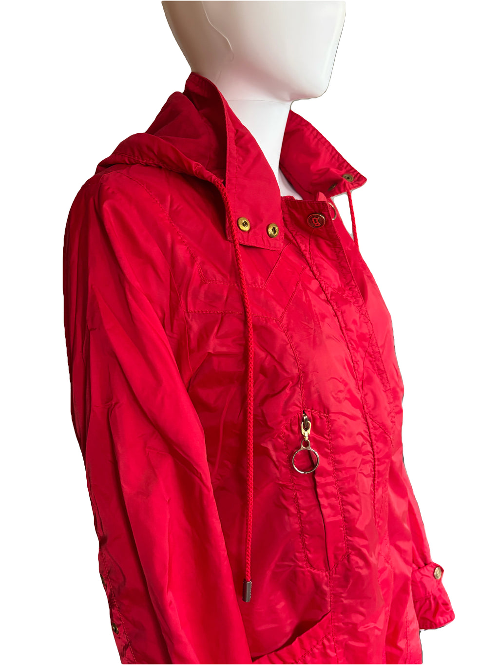 John Galliano 2000s Red Parka Hooded Jacket 42IT  Raincoat