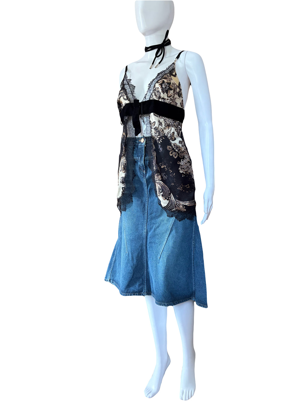 Roberto Cavalli Silk Cami Top Lace Trim Black Gold