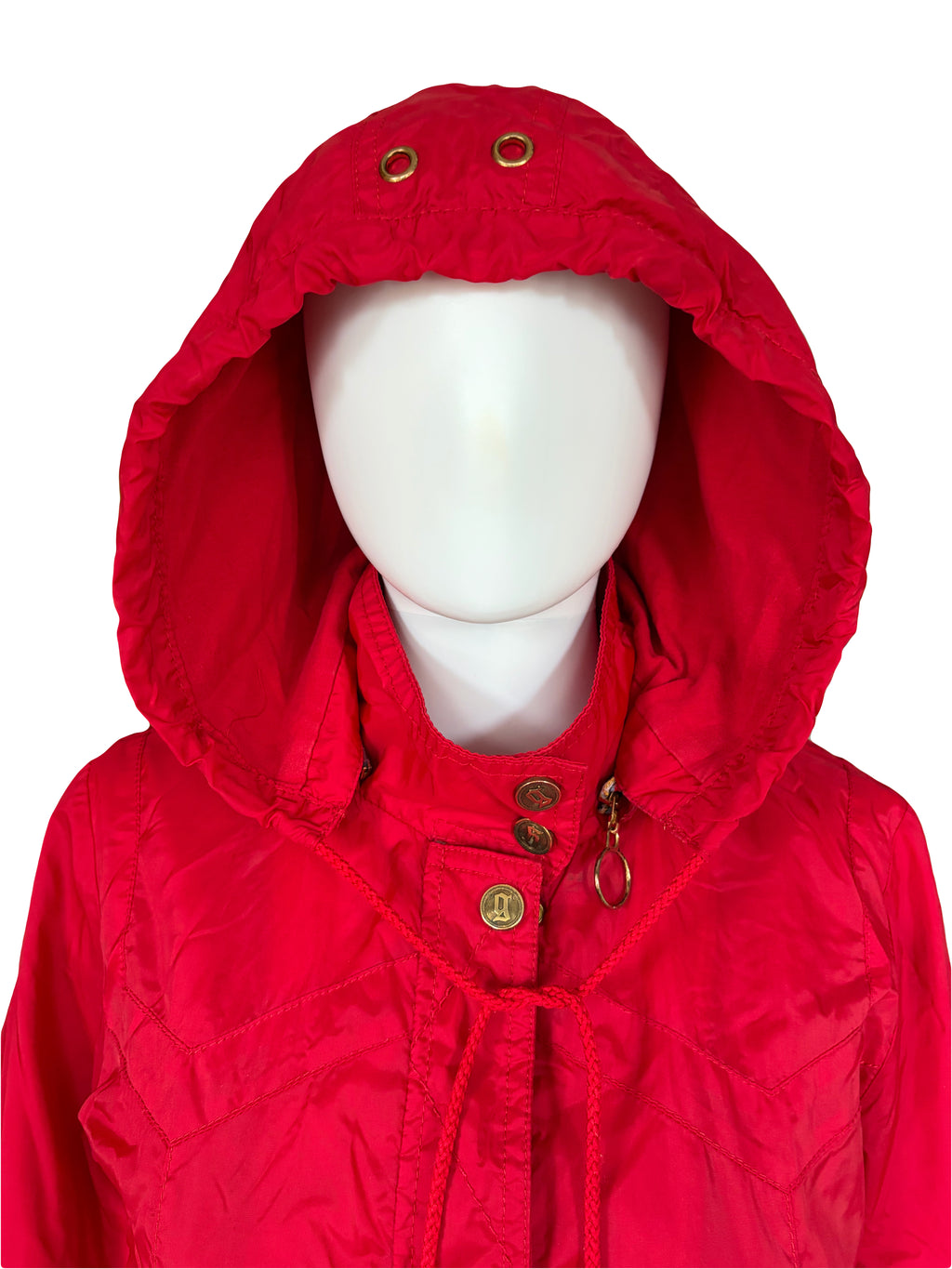 John Galliano 2000s Red Parka Hooded Jacket 42IT  Raincoat