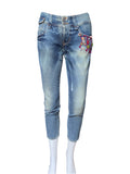 John Galliano 2000s Cropped Jeans Light Blue Buttons Design