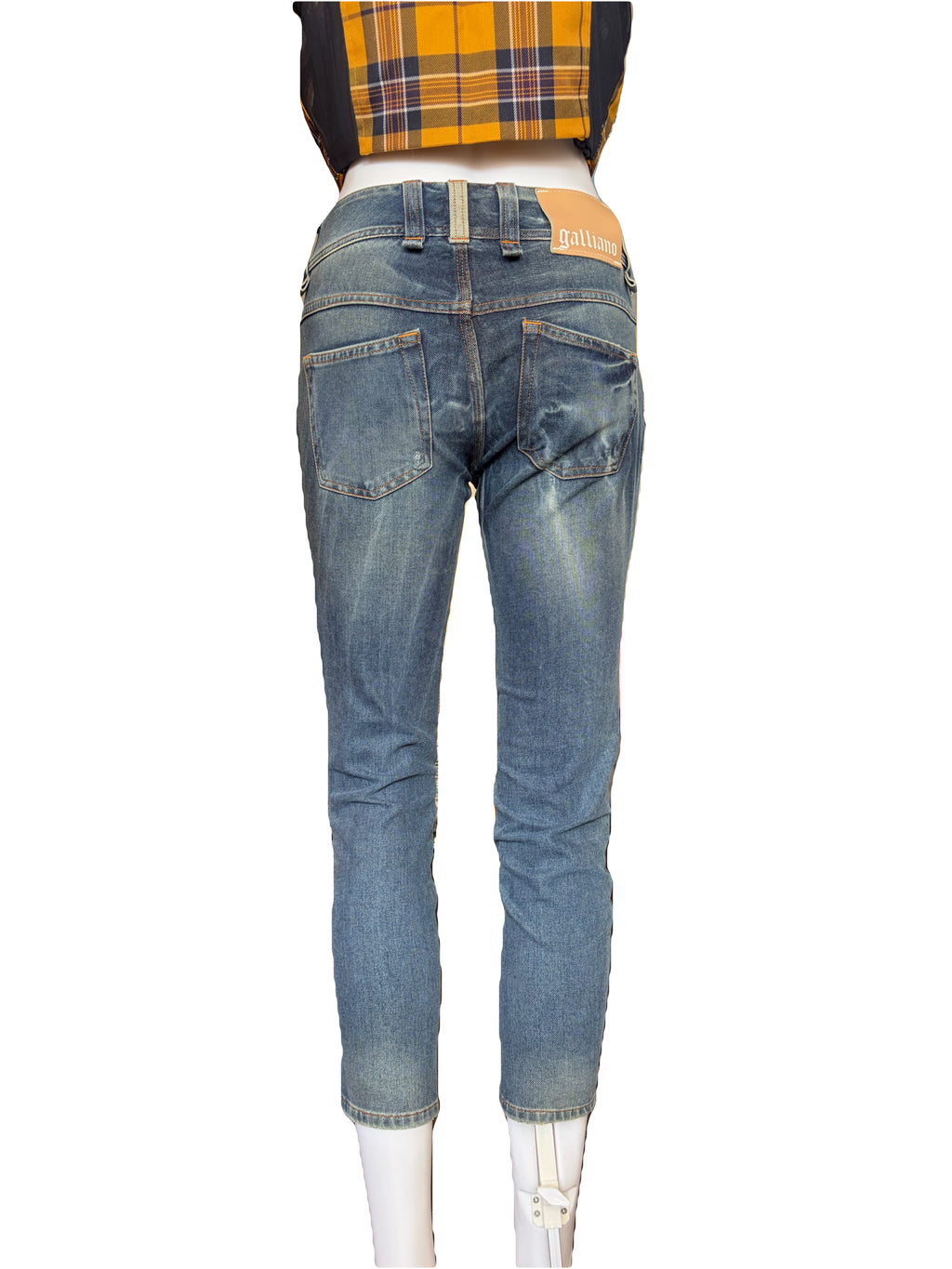 John Galliano 2000s Cropped Jeans Light Blue Buttons Design