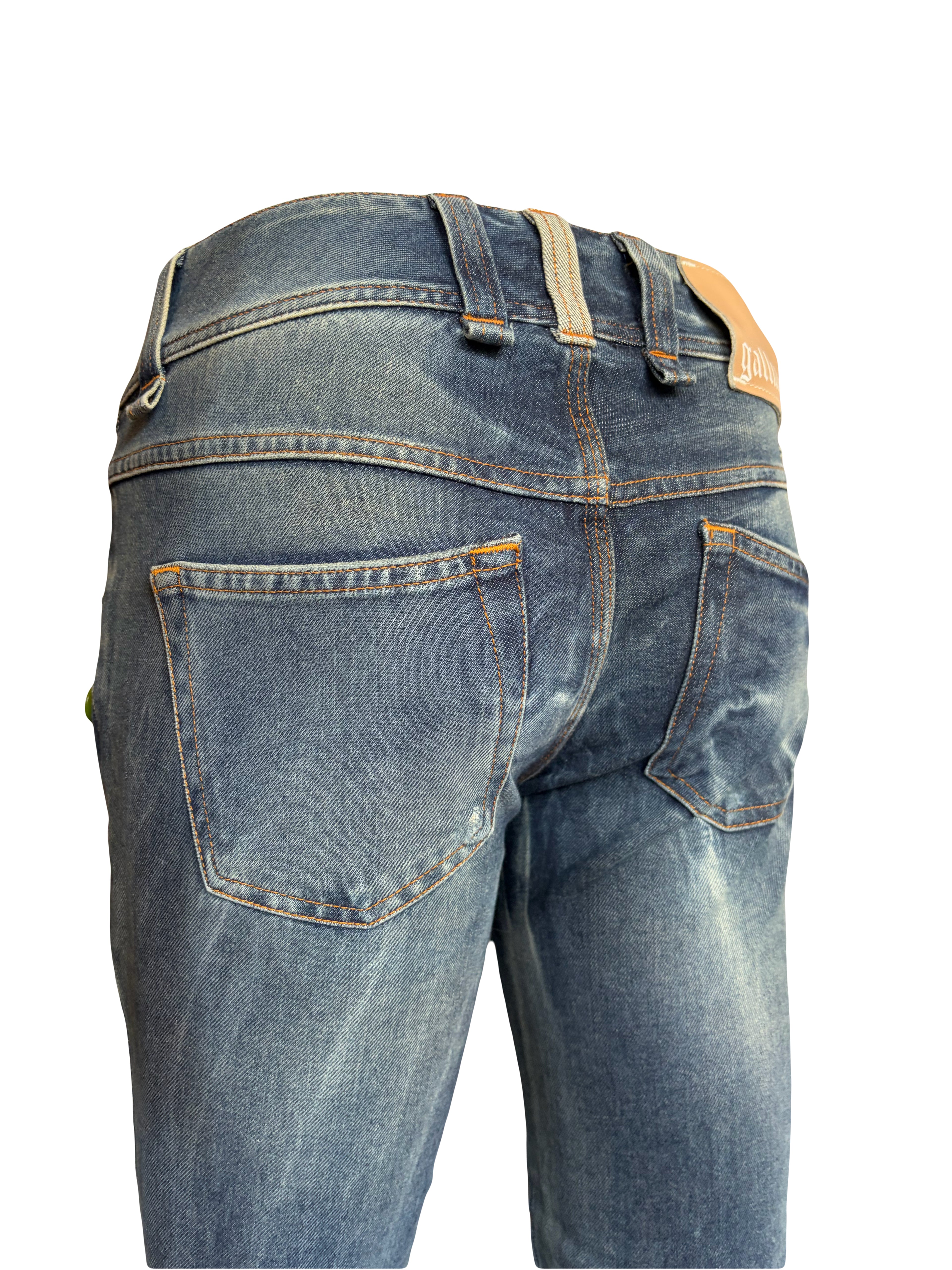 John Galliano 2000s Cropped Jeans Light Blue Buttons Design