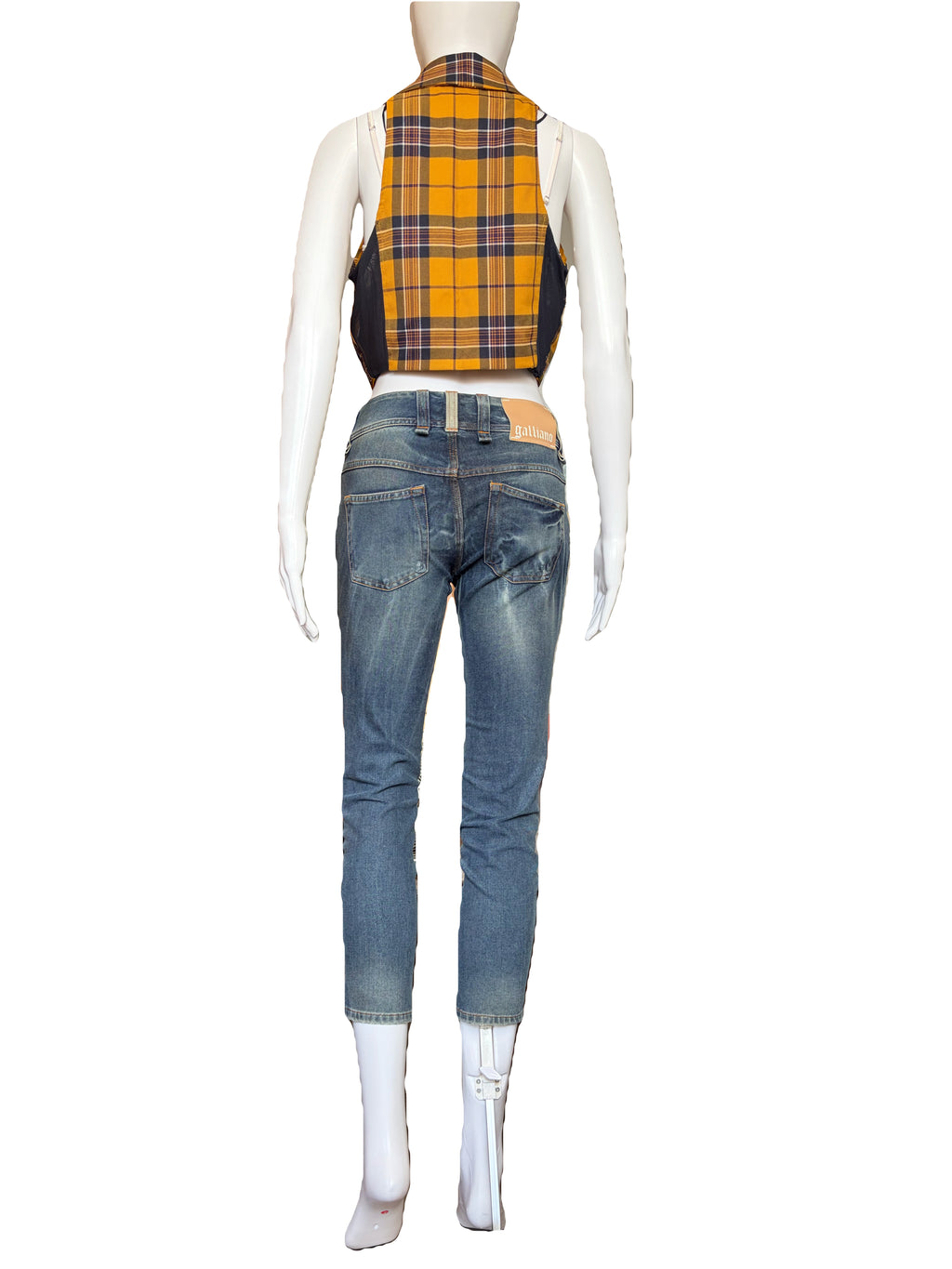John Galliano 2000s Cropped Jeans Light Blue Buttons Design