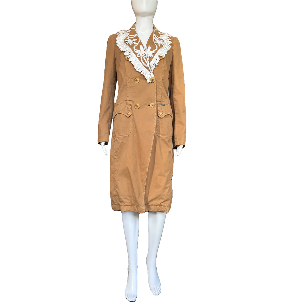 John Galliano Trench Coat White Embroidery 42IT