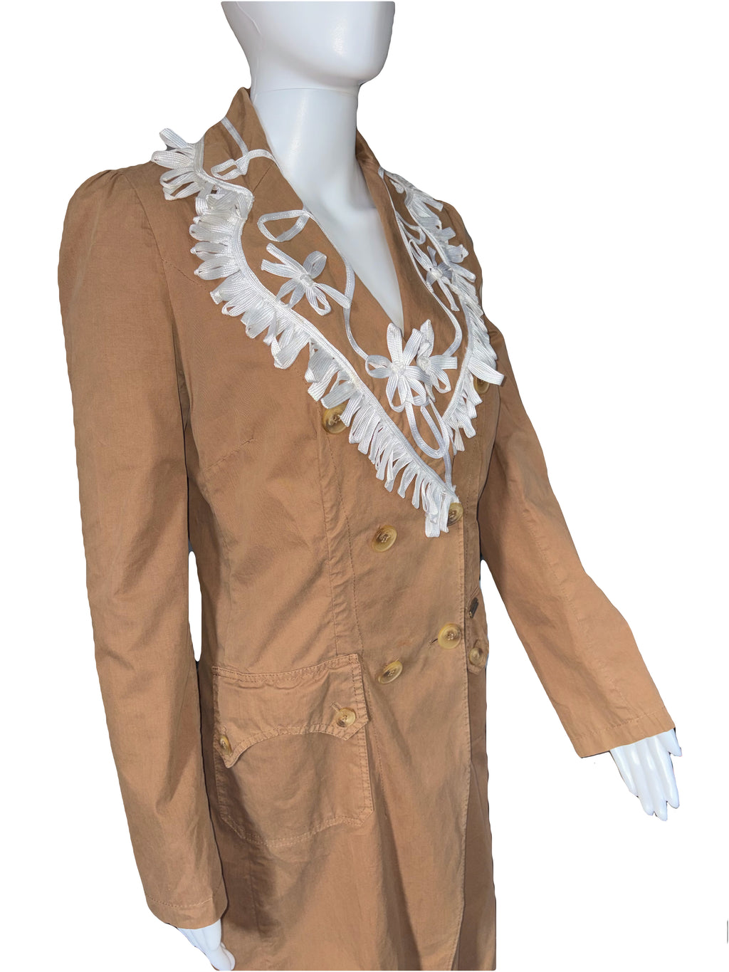 John Galliano Trench Coat White Embroidery 42IT