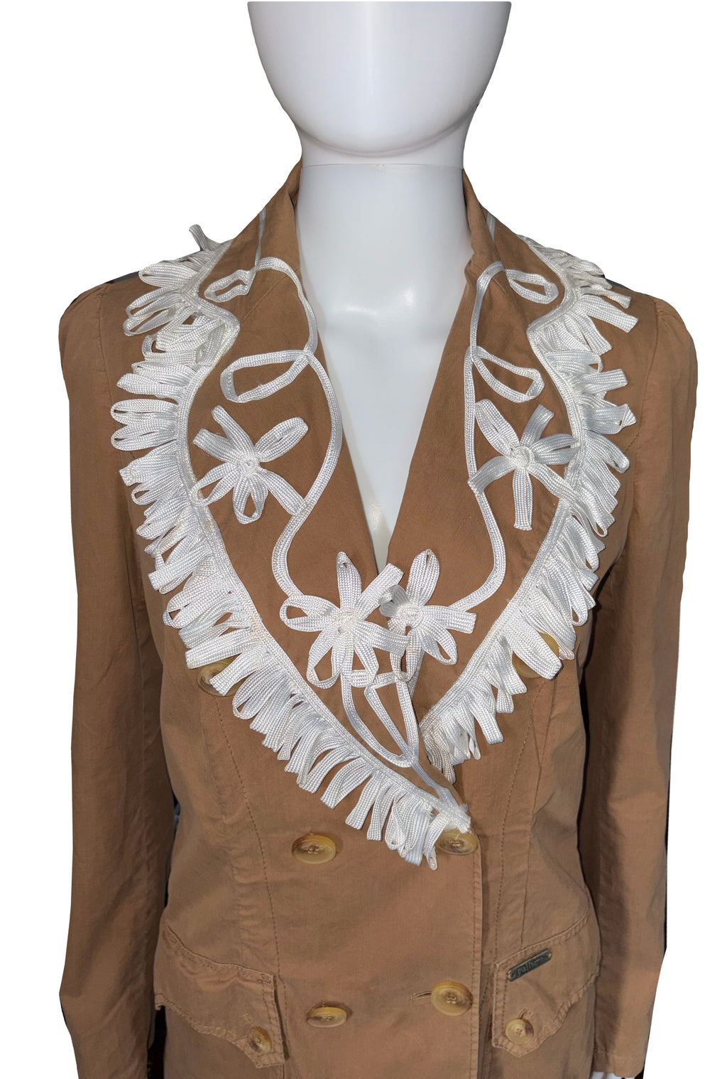 John Galliano Trench Coat White Embroidery 42IT
