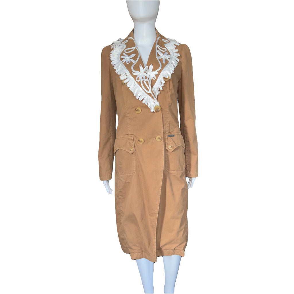 John Galliano Trench Coat White Embroidery 42IT