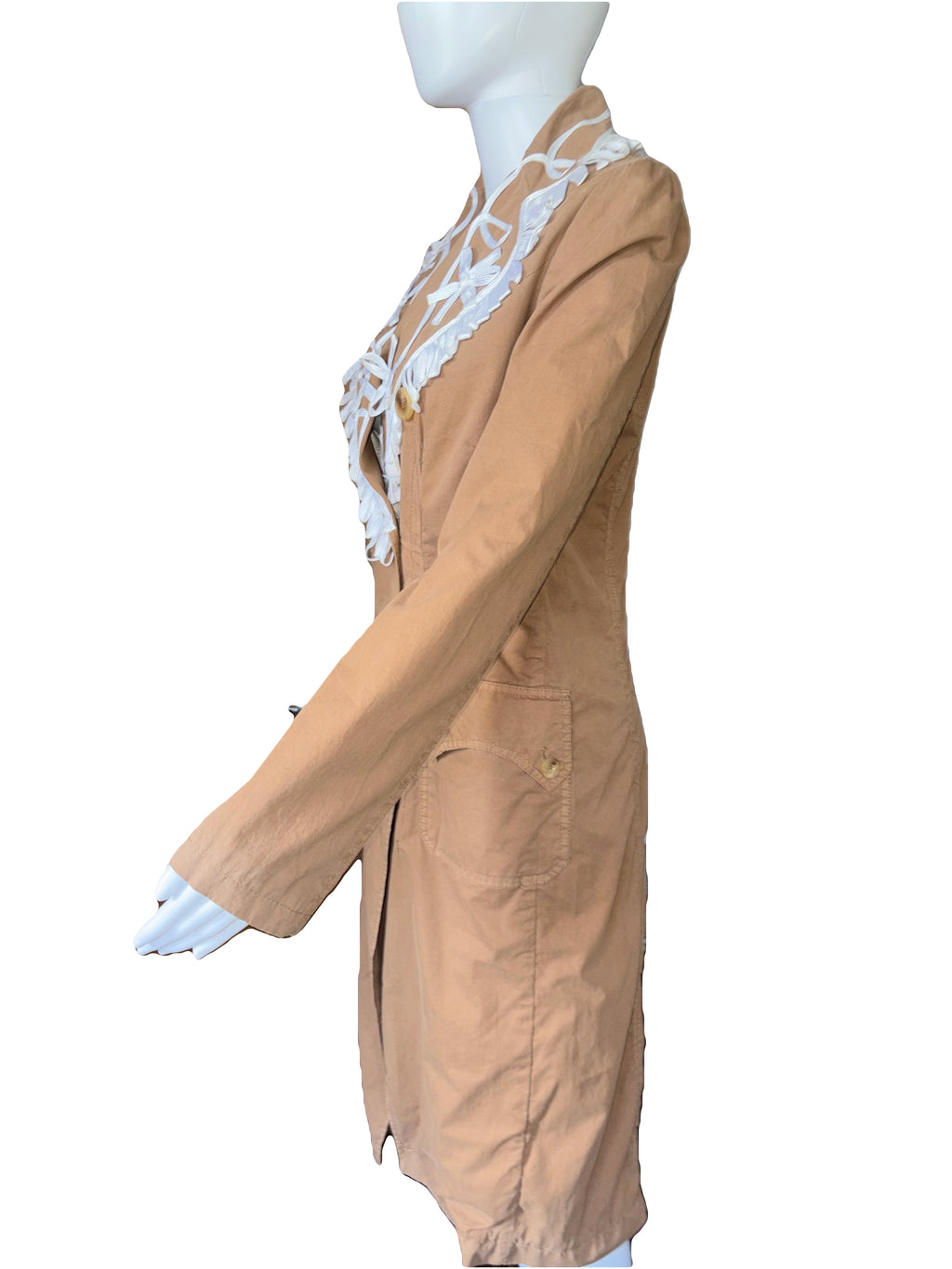 John Galliano Trench Coat White Embroidery 42IT