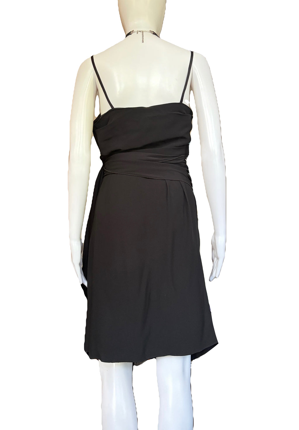 John Galliano 2000s Black Bustier Draped Layered Dress